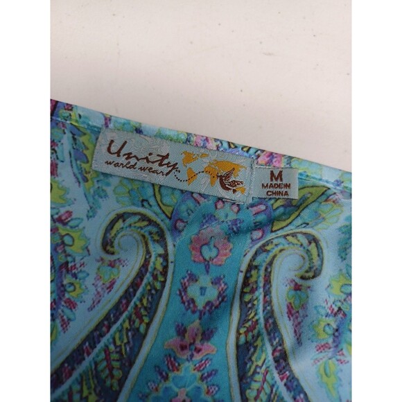 Unity World Wear Women's Bohemian Top M Boho Tribal V-Neck Embellished Blouse - Picture 8 of 10